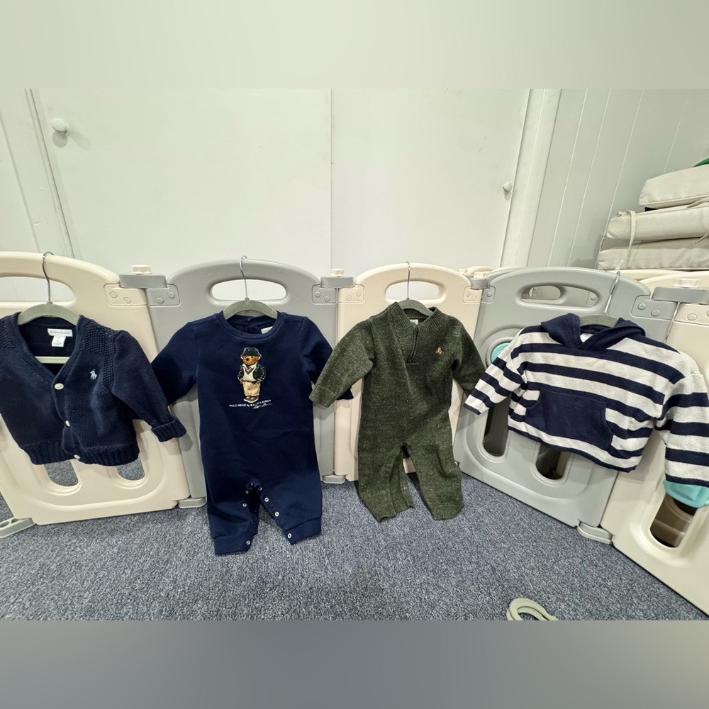 Boys sweaters and overalls sizes 6 months and 6-12, Ralph Lauren and Gap